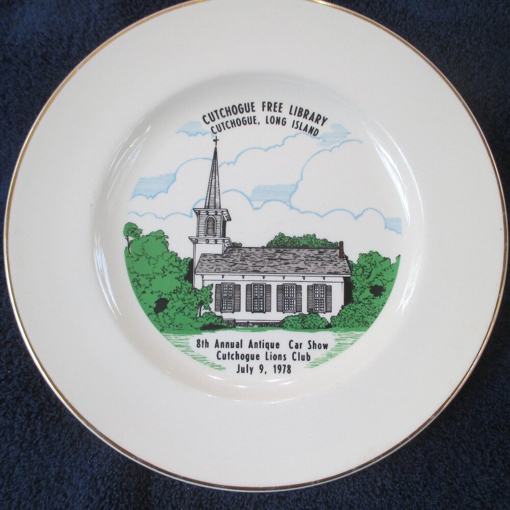 Cutchogue Free Library PLATE/ Long Island NY / Antique Car Show Lions Club 1978